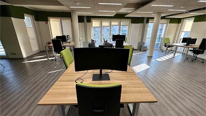 dotSource Co-Working Space Dresden: Flex Desk highend Großraumbüro